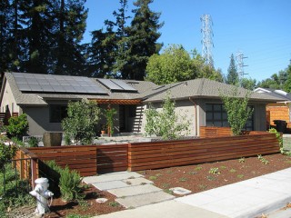 House with rooftop solar panels