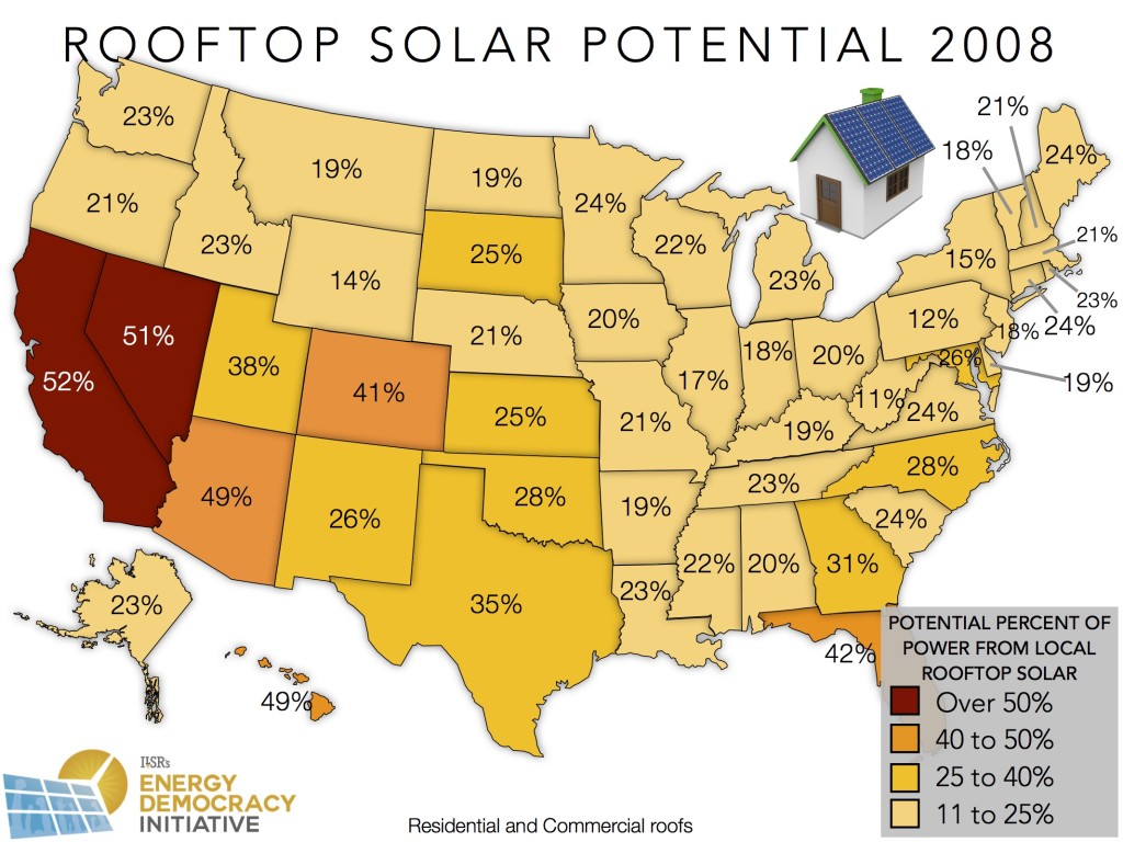 Local rooftop solar potential ILSR 2008 data
