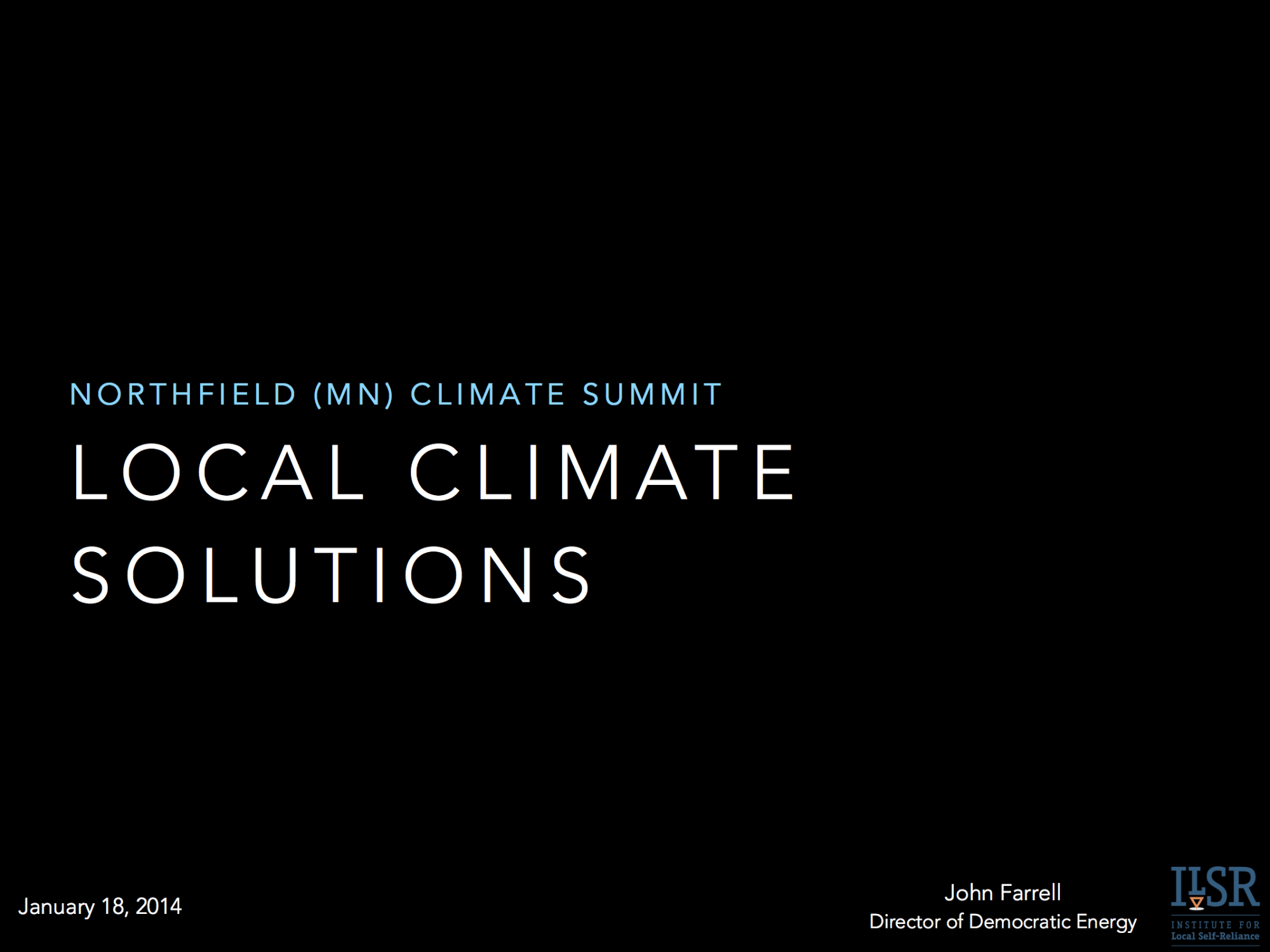 Local Climate Solutions Institute for Local SelfReliance