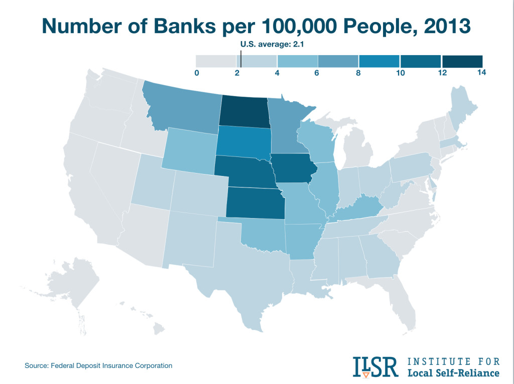 Map: Number of banks by state.