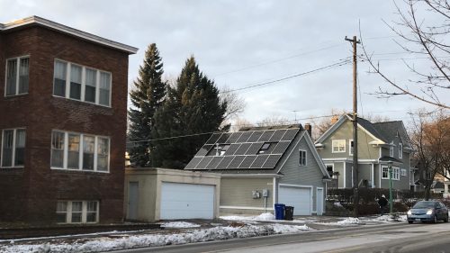 Saint Paul, Minn — Solar Array Garage Winter 2018 (c) Marie Donahue | Energy Democracy 2018 NYE Local Energy Rules Episode