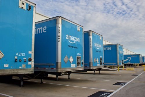 Amazon Prime Trailers at distribution center