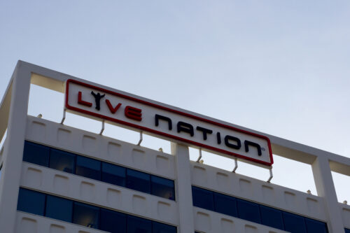 Hollywood Heights, Los Angeles, California - January 23, 2014: Live Nation - Sign on top of Corporate office. Live Nation is an American events promoter and venue operator based in Beverly Hills, California.