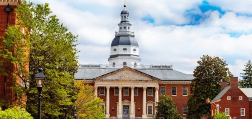 The Maryland State House capitol building in Annapolis, Maryland. Credit: SerrNovik. iStock photo by Getty Images