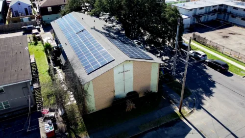 Solar panels on a church in New Orleans