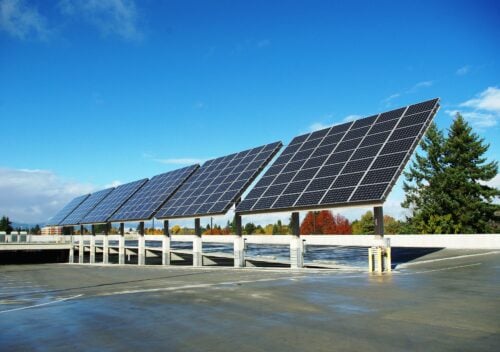 Solar panels at the Hillsboro Intermodal Transit Facility - Hillsboro, Oregon