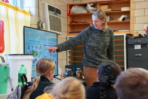 Learning about composting at Bridesburg Afterschool Program. Credit: Joe O’Connor, Philadelphia Parks and Recreation