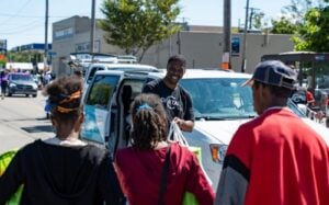 DigitalC CEO Joshua Edmonds greets city residents at community event