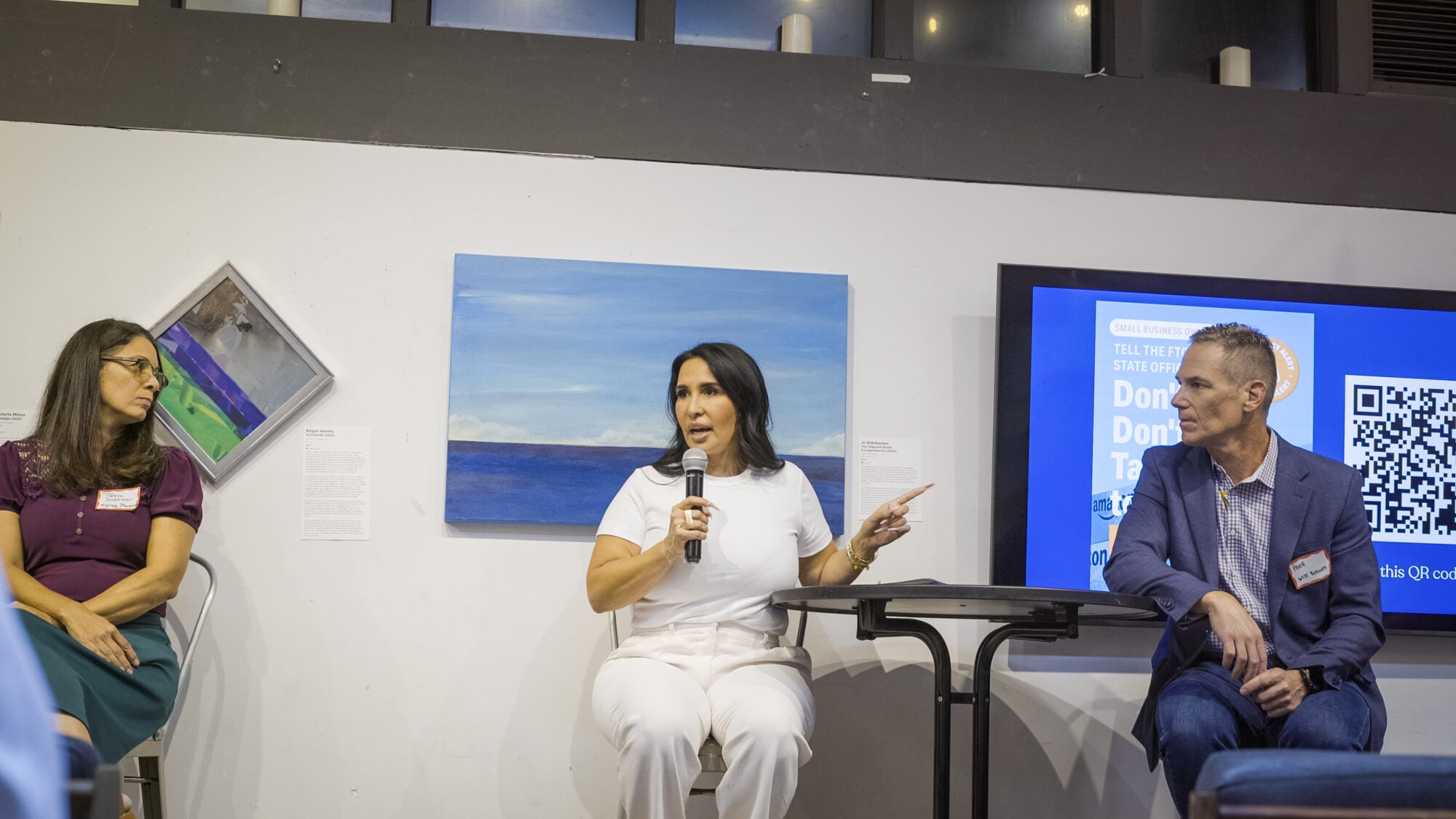 Local First AZ CEO Kimber Lanning moderates a small business panel discussion with Teresa Dickinson from Melrose Pharmacy, Stephanie Vasquez from Fair Trade Cafe, and Peter Drozdowicz from Wist Office Products.